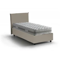 Letto singolo contenitore tortora 95x205cm rivestito in ecopelle - Adrama