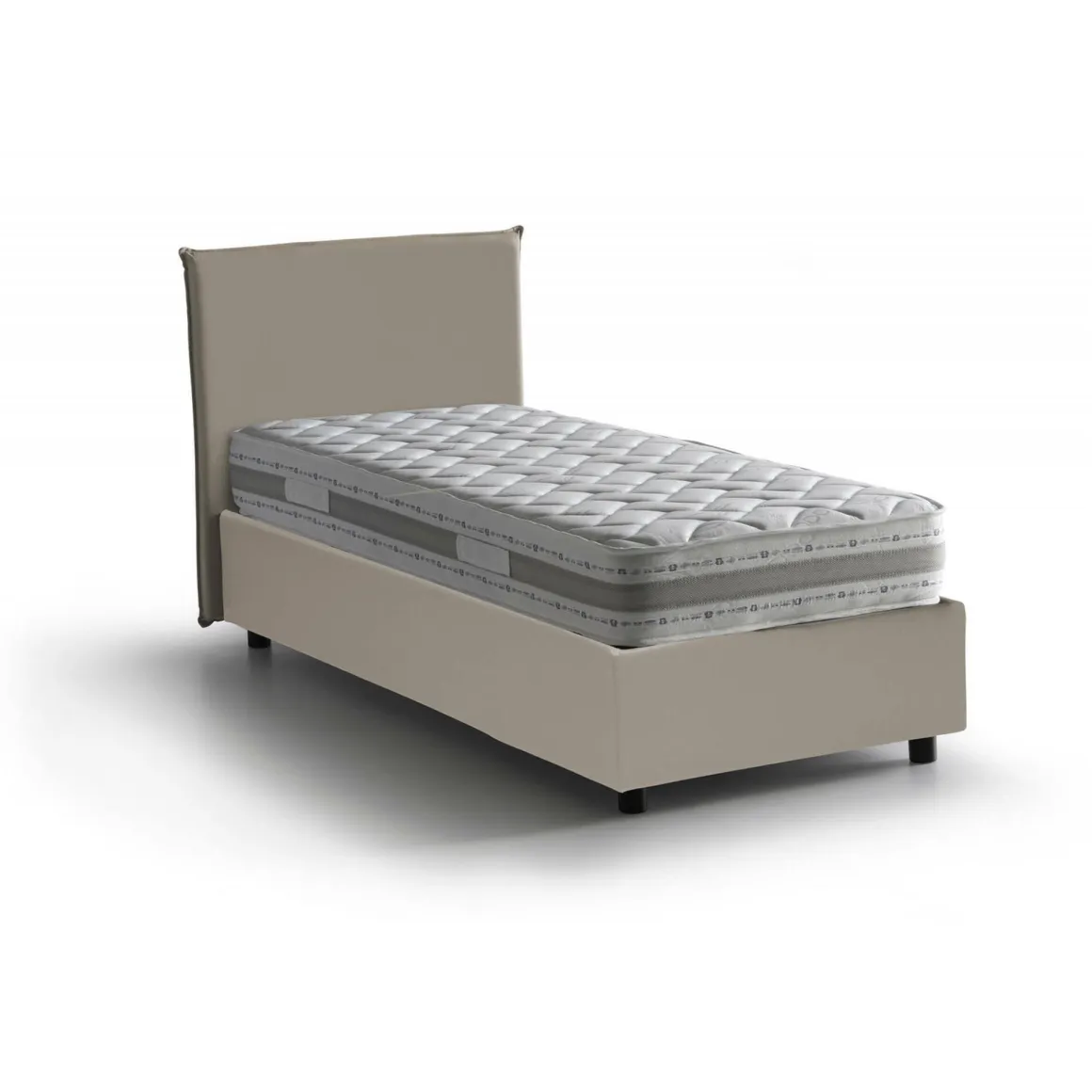 Letti Singoli|Letti Contenitore > Dmora Letto singolo contenitore tortora 95x205cm rivestito in tessuto - Aquolina Grigio Tortora