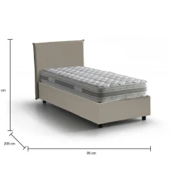 Letti Singoli|Letti Contenitore > Dmora Letto singolo contenitore tortora 95x205cm rivestito in tessuto - Aquolina Grigio Tortora