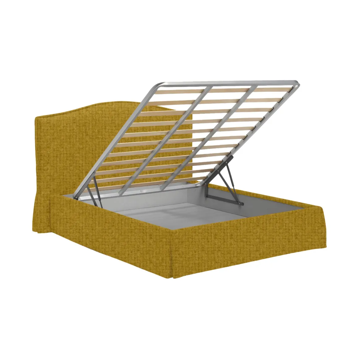 Letti Contenitore|Letti Singoli > Dmora Letto Singolo Sfoderabile Contenitore, Dimensione Materasso 90x190 cm - Quisquina Giallo Ocra