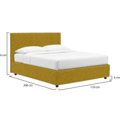 Letti Contenitore|Letti Singoli > Dmora Letto Singolo Sfoderabile Contenitore, Dimensione Materasso 90x190 cm - Ripi Giallo Ocra