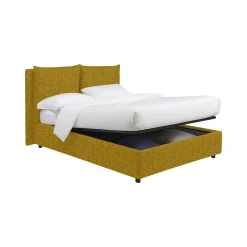 Letti Contenitore|Letti Singoli > Dmora Letto Singolo Sfoderabile Contenitore, Dimensione Materasso 90x190 cm - Ripi Giallo Ocra