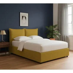 Letti Contenitore|Letti Singoli > Dmora Letto Singolo Sfoderabile Contenitore, Dimensione Materasso 90x190 cm - Sinio Giallo Ocra
