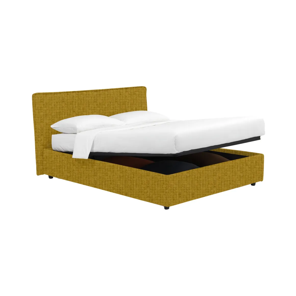 Letti Contenitore|Letti Singoli > Dmora Letto Singolo Sfoderabile Contenitore, Dimensione Materasso 90x200 cm - Cerzeto Giallo Ocra