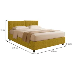 Letti Contenitore|Letti Singoli > Dmora Letto Singolo Sfoderabile Contenitore, Dimensione Materasso 90x200 cm - Oncino Giallo Ocra