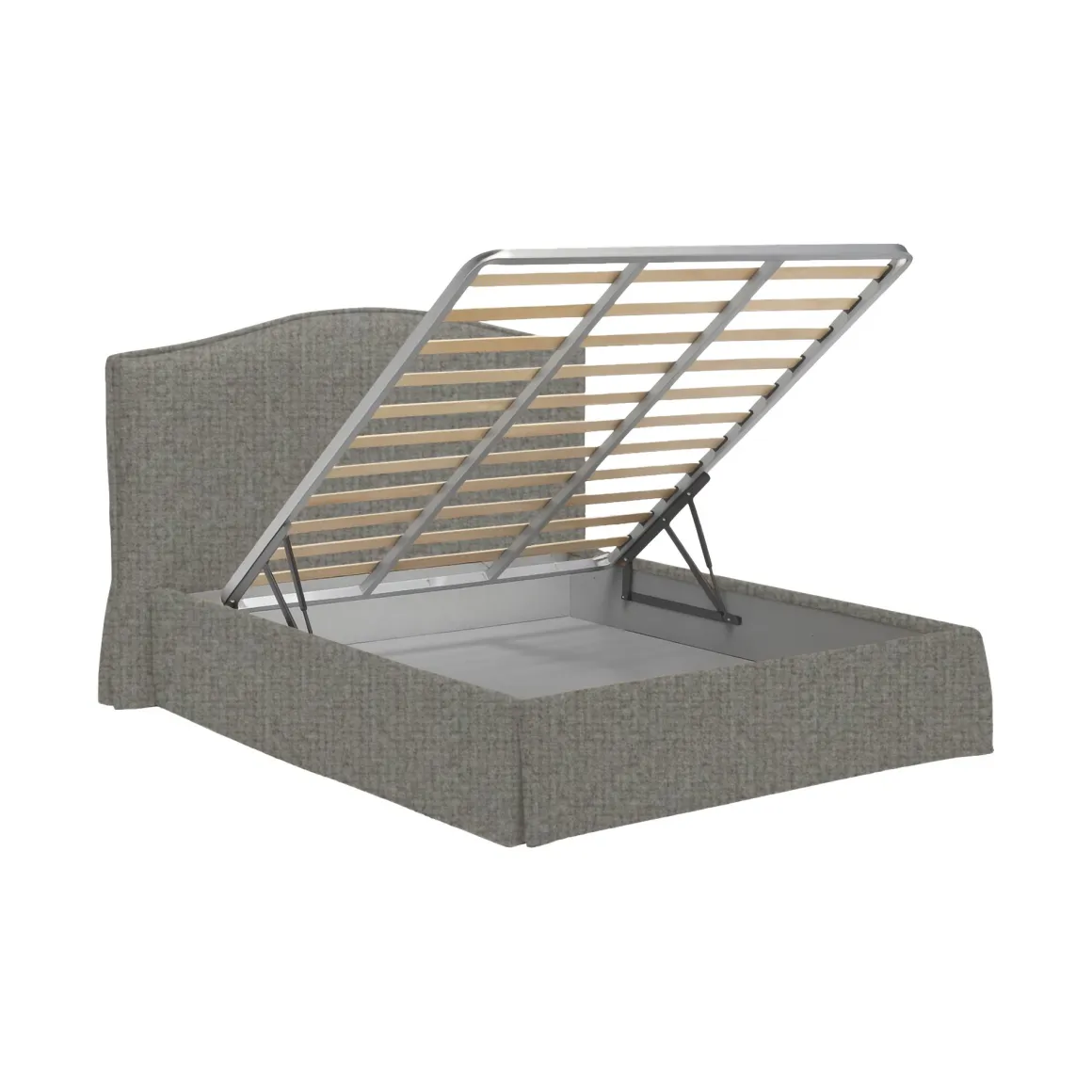 Letto Singolo Grigio Cenere Sfoderabile Contenitore, Dimensione Materasso 90x190 cm - Orvieto