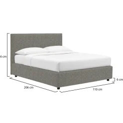 Letti Contenitore|Letti Singoli > Dmora Letto Singolo Sfoderabile Contenitore, Dimensione Materasso 90x190 cm - Ripi Grigio Cenere