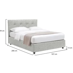 Letti Contenitore|Letti Singoli > Dmora Letto Singolo Sfoderabile Contenitore, Dimensione Materasso 90x190 cm - Fiumalbo Grigio Chiaro