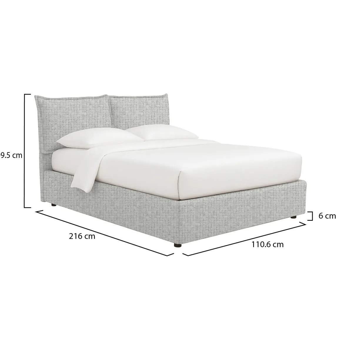 Letto Singolo Grigio Chiaro Sfoderabile Contenitore, Dimensione Materasso 90x190 cm - Rosora