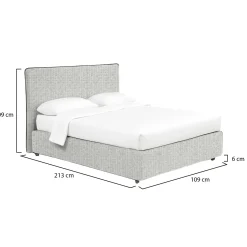 Letto Singolo Grigio Chiaro Sfoderabile Contenitore, Dimensione Materasso 90x200 cm - Carbone