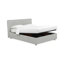 Letto Singolo Grigio Chiaro Sfoderabile Contenitore, Dimensione Materasso 90x200 cm - Carbone