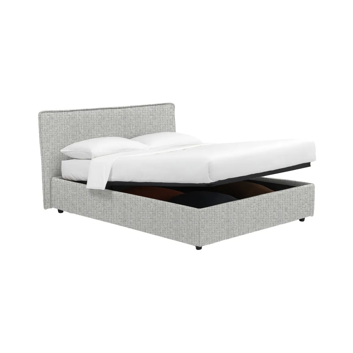 Letto Singolo Grigio Chiaro Sfoderabile Contenitore, Dimensione Materasso 90x200 cm - Carbone