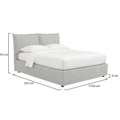 Letto Singolo Grigio Chiaro Sfoderabile Contenitore, Dimensione Materasso 90x200 cm - Lapedona