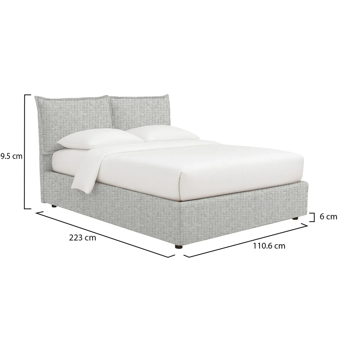 Letto Singolo Grigio Chiaro Sfoderabile Contenitore, Dimensione Materasso 90x200 cm - Lapedona