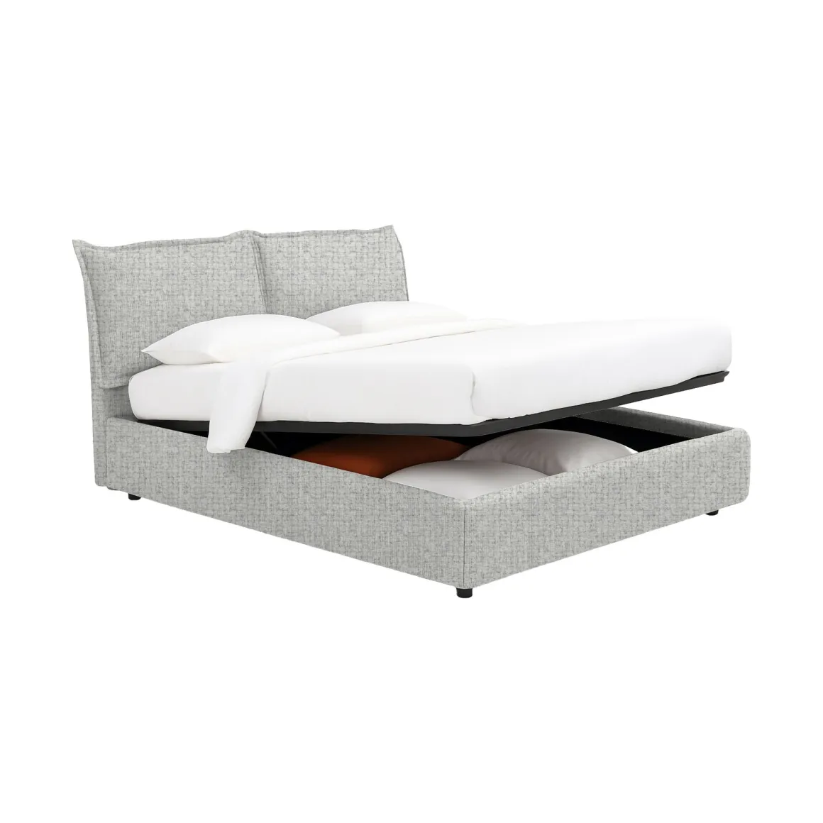 Letto Singolo Grigio Chiaro Sfoderabile Contenitore, Dimensione Materasso 90x200 cm - Lapedona