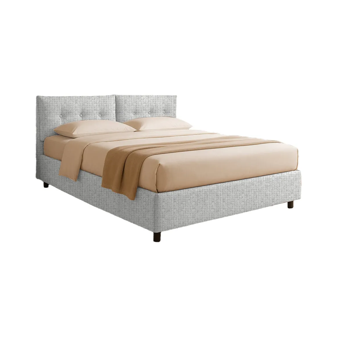 Letto Singolo Grigio Chiaro Sfoderabile Contenitore, Dimensione Materasso 90x200 cm - Nocara
