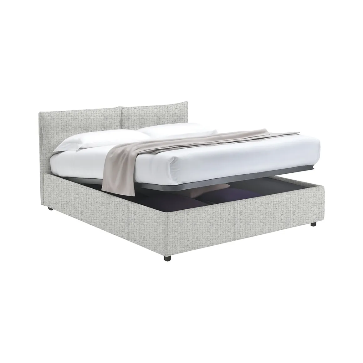 Letto Singolo Grigio Chiaro Sfoderabile Contenitore, Dimensione Materasso 90x200 cm - Nocara