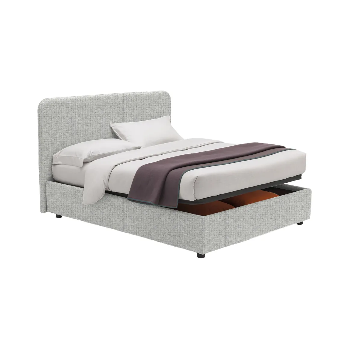 Letto Singolo Grigio Chiaro Sfoderabile Contenitore, Dimensione Materasso 90x200 cm - Serrone