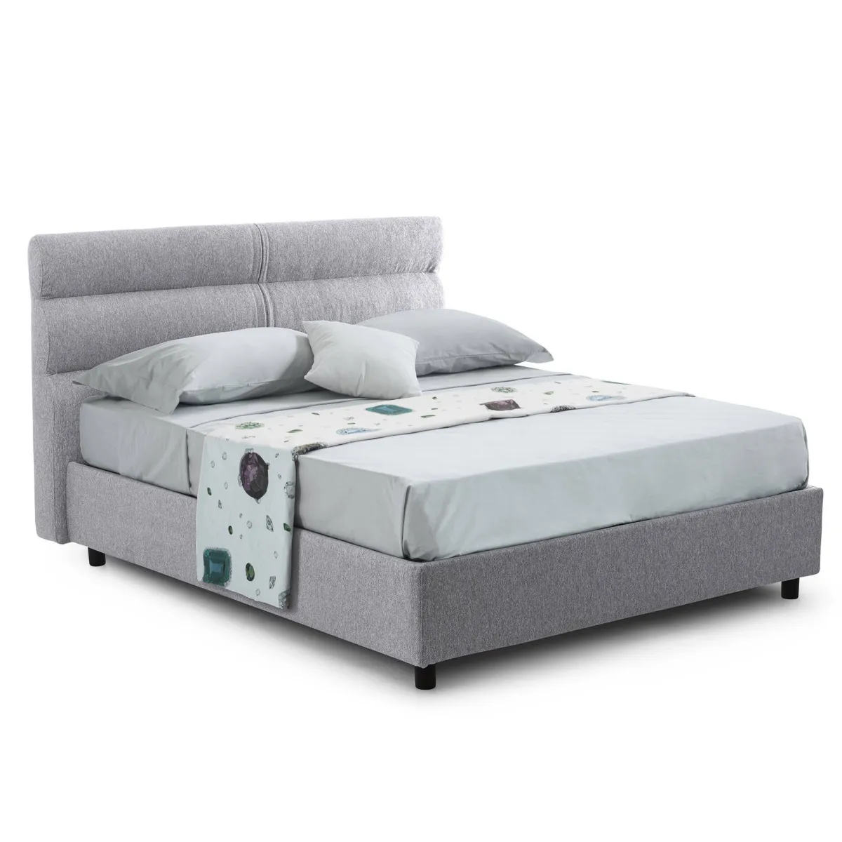 Letti Contenitore|Letti Singoli > Dmora Letto Singolo Materasso Incluso Sfoderabile, Contenitore Made in Italy - Adalpina Grigio