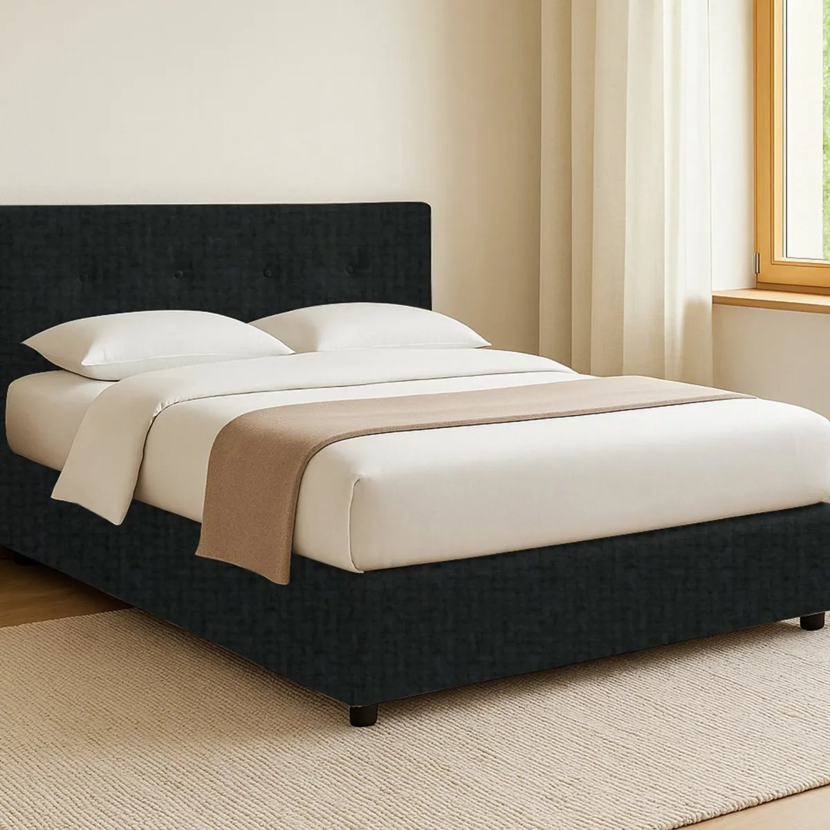 Letti Contenitore|Letti Singoli > Dmora Letto Singolo Sfoderabile Contenitore, Dimensione Materasso 90x190 cm - Fiumalbo Grigio Scuro