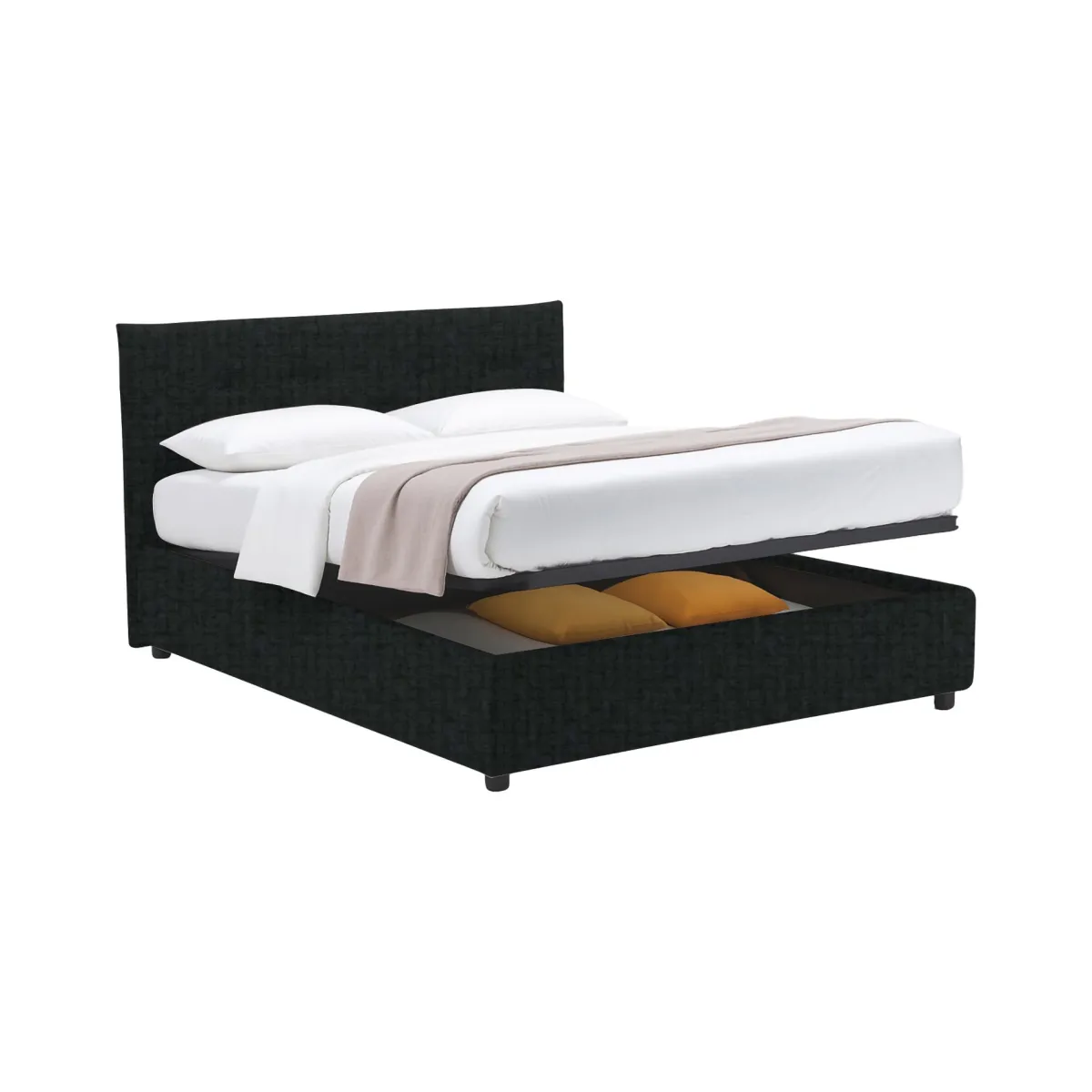 Letti Contenitore|Letti Singoli > Dmora Letto Singolo Sfoderabile Contenitore, Dimensione Materasso 90x190 cm - Fiumalbo Grigio Scuro