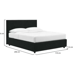 Letti Contenitore|Letti Singoli > Dmora Letto Singolo Sfoderabile Contenitore, Dimensione Materasso 90x190 cm - Ripi Grigio Scuro