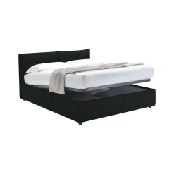 Letto Singolo Grigio Scuro Sfoderabile Contenitore, Dimensione Materasso 90x190 cm - Stazzano