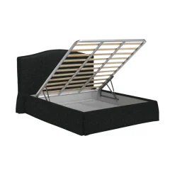 Letto Singolo Grigio Scuro Sfoderabile Contenitore, Dimensione Materasso 90x200 cm - Copparo