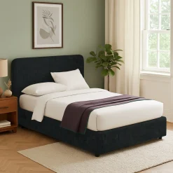 Letto Singolo Grigio Scuro Sfoderabile Contenitore, Dimensione Materasso 90x200 cm - Serrone