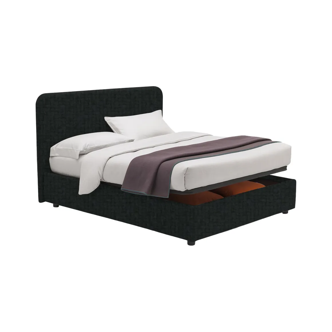 Letto Singolo Grigio Scuro Sfoderabile Contenitore, Dimensione Materasso 90x200 cm - Serrone