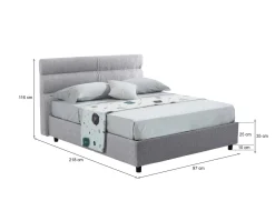 Letti Contenitore|Letti Singoli > Dmora Letto Singolo Sfoderabile Contenitore, Dimensione Materasso 80x190 cm Made in Italy - Brez Grigio