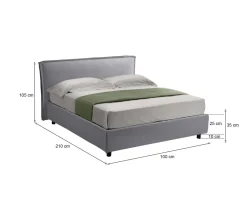 Letti Contenitore|Letti Singoli > Dmora Letto Singolo Sfoderabile Contenitore, Dimensione Materasso 80x200 cm Made in Italy - Brenta Grigio