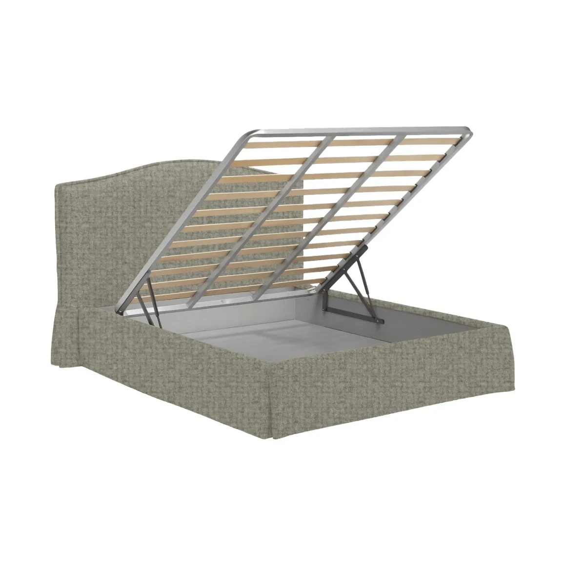 Letto Singolo Grigio Sfoderabile Contenitore, Dimensione Materasso 90x190 cm - Orvieto