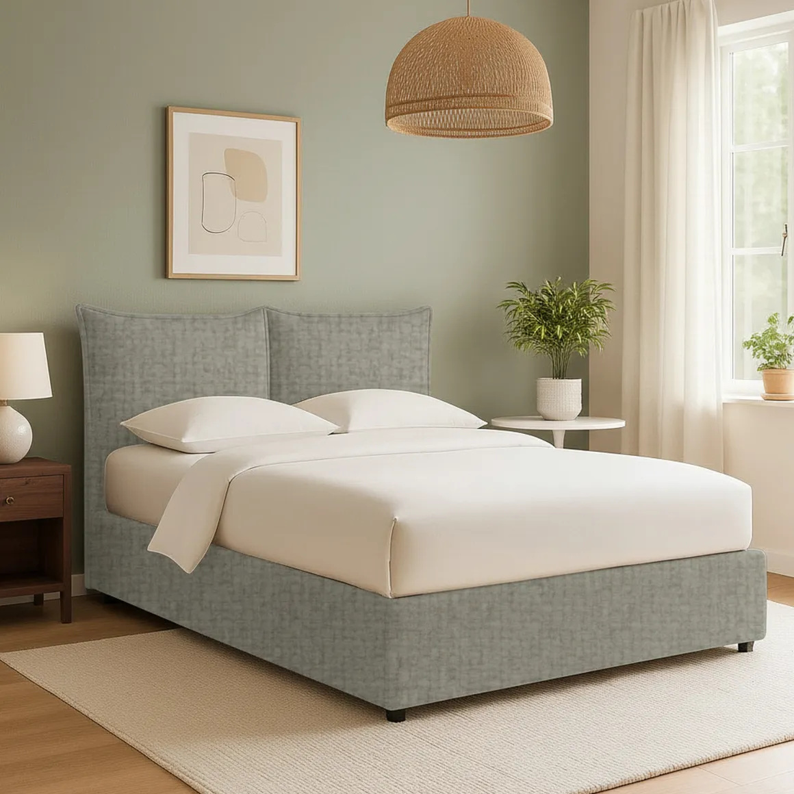 Letto Singolo Grigio Sfoderabile Contenitore, Dimensione Materasso 90x190 cm - Rosora