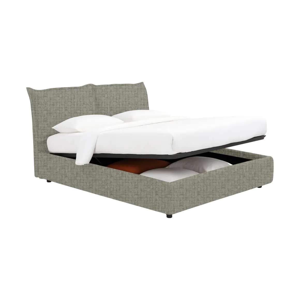 Letti Contenitore|Letti Singoli > Dmora Letto Singolo Grigio Sfoderabile Contenitore, Dimensione Materasso 90x200 cm - Maccagno Grigio Sabbia