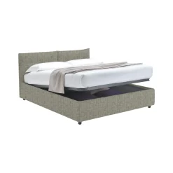 Letto Singolo Grigio Sfoderabile Contenitore, Dimensione Materasso 90x200 cm - Nocara