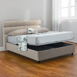Letti Contenitore|Letti Singoli > Dmora Letto Singolo Materasso Incluso Sfoderabile, Contenitore Made in Italy - Brozolo Grigio Tortora