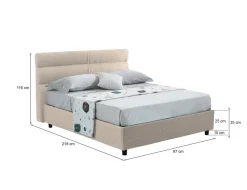 Letti Contenitore|Letti Singoli > Dmora Letto Singolo Sfoderabile Contenitore, Dimensione Materasso 80x190 cm Made in Italy - Brusson Grigio Tortora