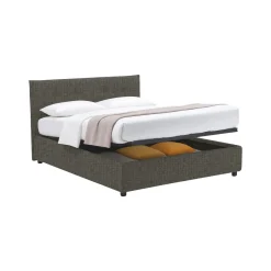 Letto Singolo Grigio Tortora Sfoderabile Contenitore, Dimensione Materasso 90x190 cm - Fiumalbo