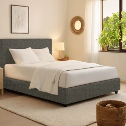 Letti Contenitore|Letti Singoli > Dmora Letto Singolo Grigio Tortora Sfoderabile Contenitore, Dimensione Materasso 90x190 cm - Stazzano Grigio Antracite