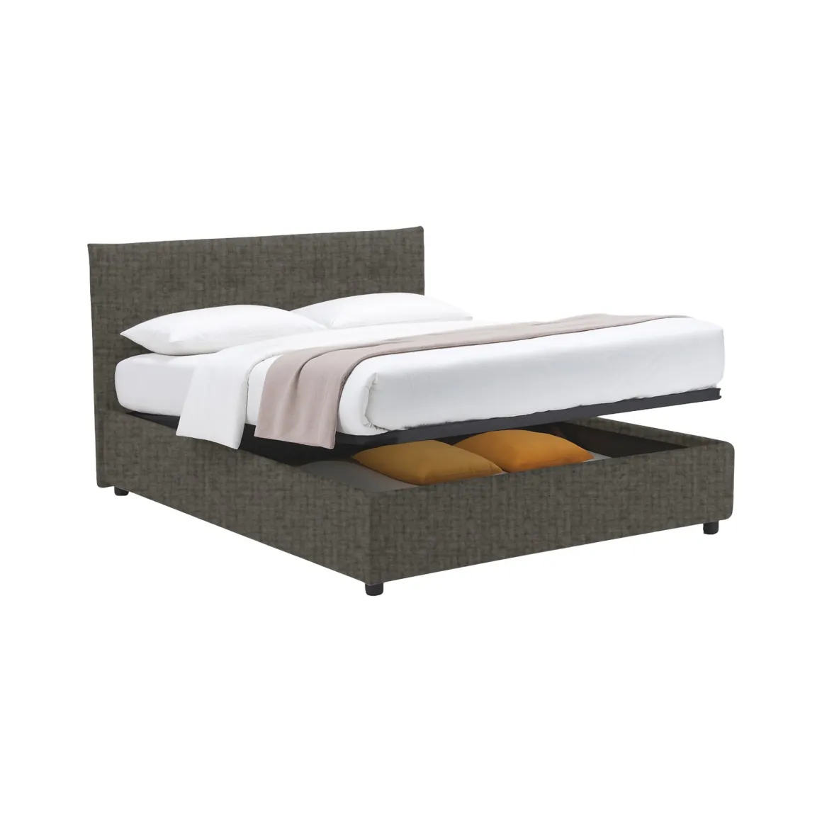 Letto Singolo Grigio Tortora Sfoderabile Contenitore, Dimensione Materasso 90x200 cm - Cerzeto