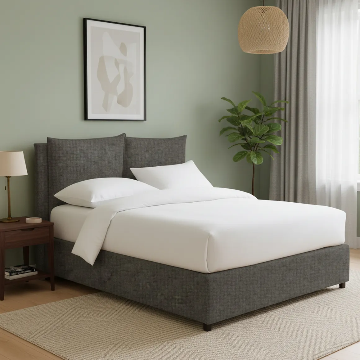 Letto Singolo Grigio Tortora Sfoderabile Contenitore, Dimensione Materasso 90x200 cm - Oncino
