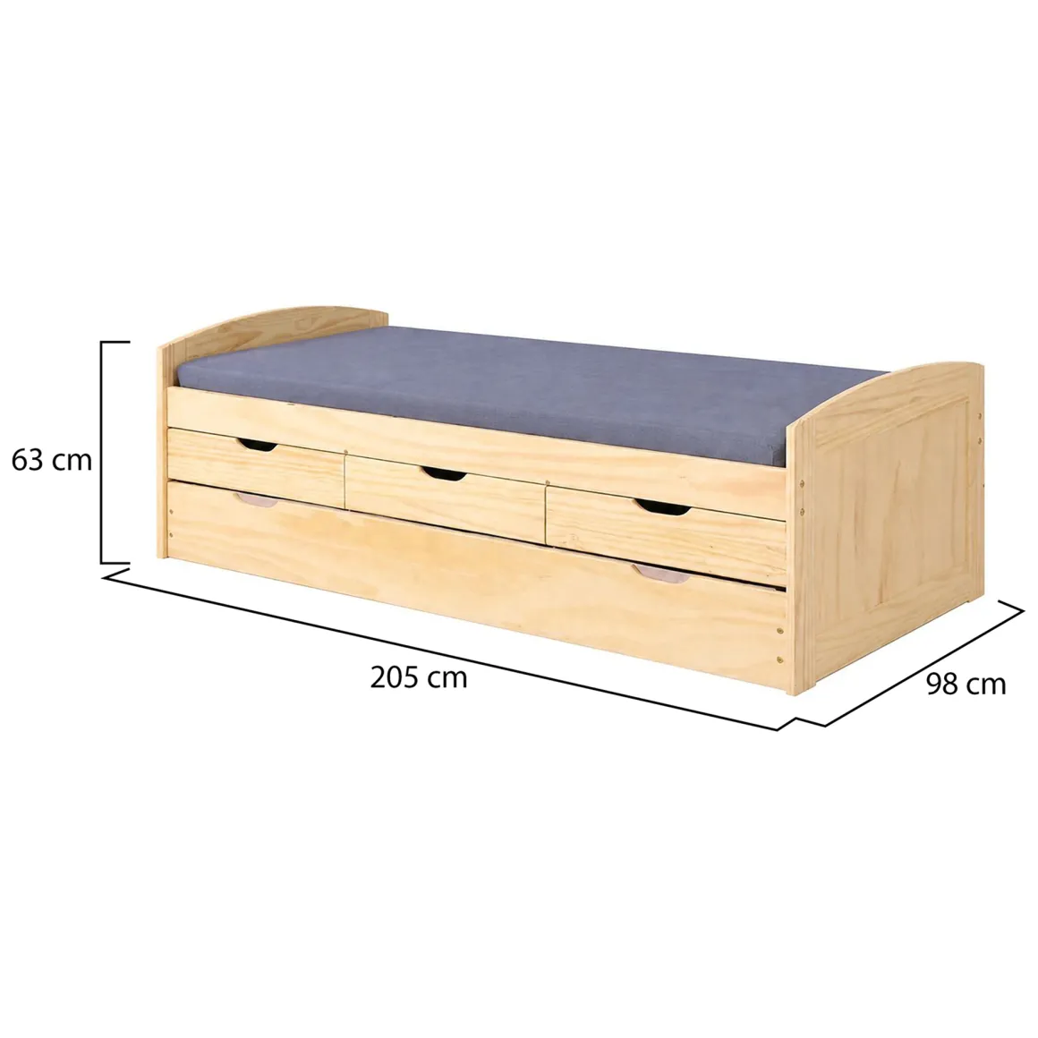 Letto Singolo Marrone Rovere Contenitore Dimensione Materasso 90x200 cm, Singolo - Tavullia