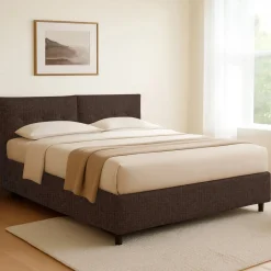 Letti Contenitore|Letti Singoli > Dmora Letto Singolo Sfoderabile Contenitore, Dimensione Materasso 90x190 cm - Supino Marrone