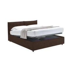 Letti Contenitore|Letti Singoli > Dmora Letto Singolo Sfoderabile Contenitore, Dimensione Materasso 90x190 cm - Supino Marrone