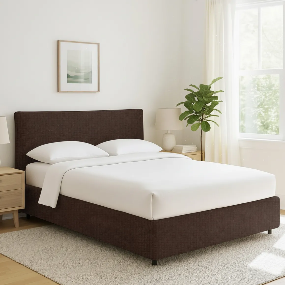Letti Contenitore|Letti Singoli > Dmora Letto Singolo Sfoderabile Contenitore, Dimensione Materasso 90x200 cm - Cerzeto Marrone
