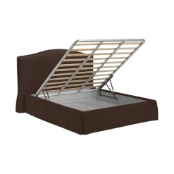 Letti Contenitore|Letti Singoli > Dmora Letto Singolo Sfoderabile Contenitore, Dimensione Materasso 90x200 cm - Iudica Marrone