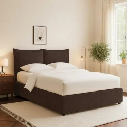 Letto Singolo Marrone Sfoderabile Contenitore, Dimensione Materasso 90x200 cm - Lapedona