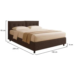 Letti Contenitore|Letti Singoli > Dmora Letto Singolo Sfoderabile Contenitore, Dimensione Materasso 90x200 cm - Oncino Marrone