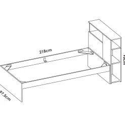 Letti Singoli > Dmora Letto singolo moderno bianco e rovere 194x146cm adatto per materasso 90x190 cm - Guillermo Marrone, Bianco Rovere